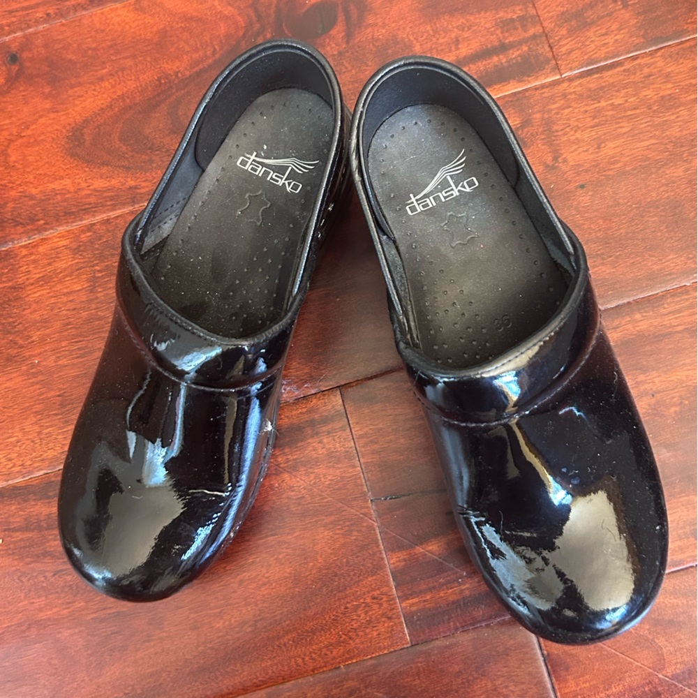 Dansko Glossy Black Clogs Size 36
